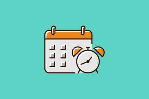 Calendar and alarm clock icon vector