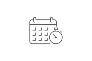 vector de línea de icono de calendario y cronómetro