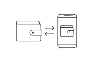 vector de línea de icono de transferencia de billetera electrónica