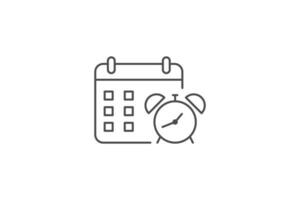 vector de línea de icono de calendario y despertador
