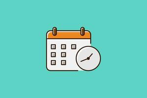 Calendar and clock icon vector