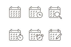 colección de diseño de vector de línea de icono de calendario