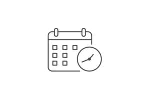 vector de línea de icono de calendario y reloj