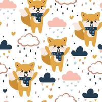 seamless pattern hand drawing fox. for fabric print, textile, gift wrapping paper vector