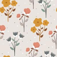 seamless pattern hand drawing flower and leaves. for fabric print, textile, gift wrapping paper vector