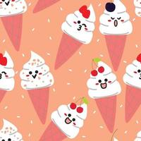 seamless pattern hand drawing ice cream character. for fabric print, textile, gift wrapping paper vector