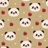 mano de patrones sin fisuras dibujo panda y manzana. para estampado de tela, textil, papel de regalo vector