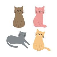 conjunto de pegatinas de gato de dibujos animados de dibujo a mano vector