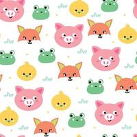 seamless pattern hand drawing cartoon pig, frog, chick and fox. for kids wallpaper, fabric print, textile, gift wrapping paper vector