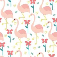 seamless pattern hand drawing cartoon flamingo and flower. for kids wallpaper, fabric print, textile, gift wrapping paper vector