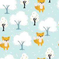 seamless pattern hand drawing fox. for fabric print, textile, gift wrapping paper vector