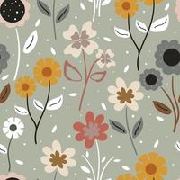 seamless pattern hand drawing flower and leaves. for fabric print, textile, gift wrapping paper vector