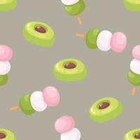 Seamless Japanese deserts cartoon pattern in flat style vector