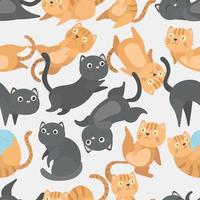 Seamless doodle cat cartoon pattern vector