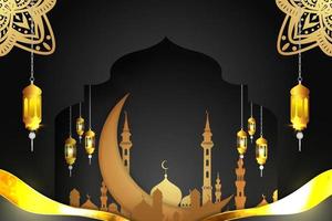 Ramadan Kareem Islamic background with element and black color