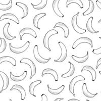 Many scattered bananas. Vector seamless pattern. Hand drawn fruits.