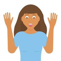 mujer sorprendida y asombrada con la boca abierta. efecto WOW. Reacción emocional y emocionada ante un evento inesperado. concepto. ilustración vectorial vector