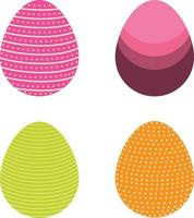 colorido juego de huevos de pascua de 4, huevos de pascua con patrón vector
