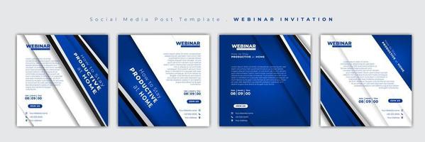 Set of social media post template. Social media template with blue and white geometric design. Webinar Invitation Design. Good template for online advertisement. vector