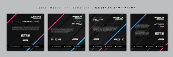 Set of social media post template. Social media template with black geometric design. vector