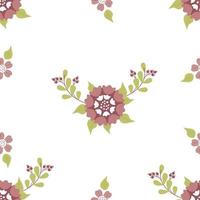 Floral seamless pattern. Decorative flower with branches and leaves on white background. Vector illustration. Botanical pattern for decor, design, print, packaging, wallpaper and textile