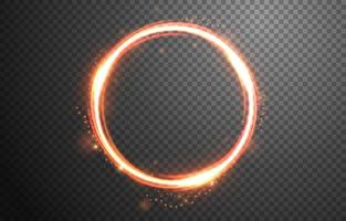 Fire light ring with spark, Isolated on dark pattern. Vector Illustration