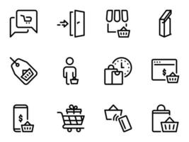 Set of black vector icons, isolated against white background. Flat illustration on a theme time, delivery, purchase, payment for goods