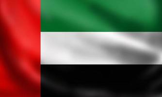National Flag of UAE. 3D rendering waving waving flag High quality image. Official United Arab emirates state symbol of the country. Original colors, sizes and shapes. photo