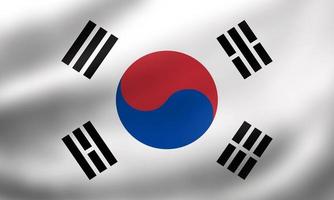 National Flag of South Korea. 3D rendering waving flag High quality image. Original colors, sizes and shapes. photo