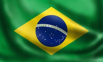 National Flag of Brazil. 3D rendering waving flag High quality image. Original colors, sizes and shapes. photo