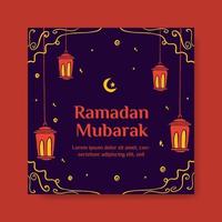 plantilla de banner de redes sociales de ramadan mubarak. gráfico vectorial de ilustración plana. vector