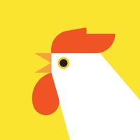 pollo, logotipo de gallo. elementos planos. gallina de ilustración vectorial. etiqueta para mercado, aves, granja, zoológico, clínica veterinaria. diseño plano moderno. gallo estilizado