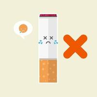 cigarette character mascot isolated on background, cigarettes illustration, cigarette simple clip art,smoking area icon in flat style. vector