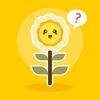 happy sunflower character mascot flat design vector illustration