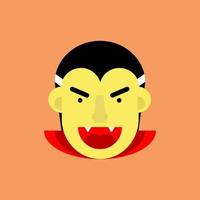 Vector Dracula Head Halloween Cartoon Illustration. Vector flat icon.