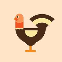 icono de pavo diseño plano, estilo plano. icono de pavo de otoño. ilustración plana del icono de vector de pavo de otoño