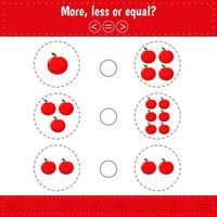 More, less or equal. Mathematical game for kids education vector