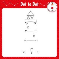 Connect the dots. Dot to dot educational game. Lighthouse vector
