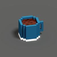 Representación 3d de taza de bebida con estilo voxel foto