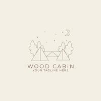 wooden cabin line art logo vector