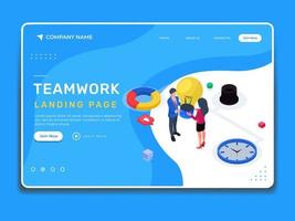 Isometric illustration business strategy landing page