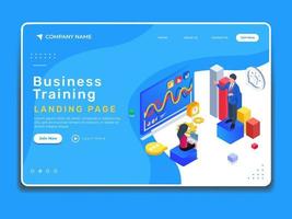 Isometric business training landing page concept vector