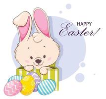 Happy Easter. Funny cartoon character rabbit vector