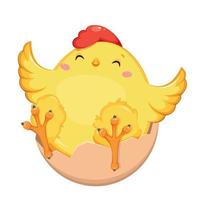 Little chick sitting in egg shell. Happy Easter vector