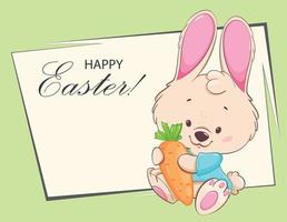 Happy Easter. Funny cartoon character rabbit vector