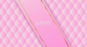 Luxury golden line background pink shades in 3d abstract style. Modern template deluxe design. Upholstery quilted background. Pink leather texture sofa backdrop. Vector illustration