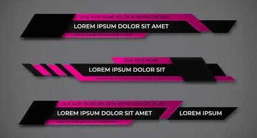 Modern geometric lower third banner template design. Colorful lower thirds set template vector