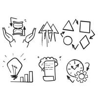 hand drawn doodle Line Icons Related to Efficiency. Performance, Productive, Multitasking illustration vector