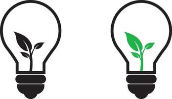 light bulb with green leaves vector