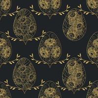 Seamless pattern with gold Easter eggs. vector